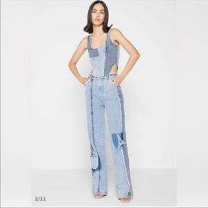 Mid Blue Distressed Panel Eiffel Boyfriend Jeans